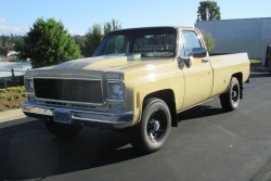 1975 Chevy Muscle Truck 454 cubic inch - front and side view of truck
