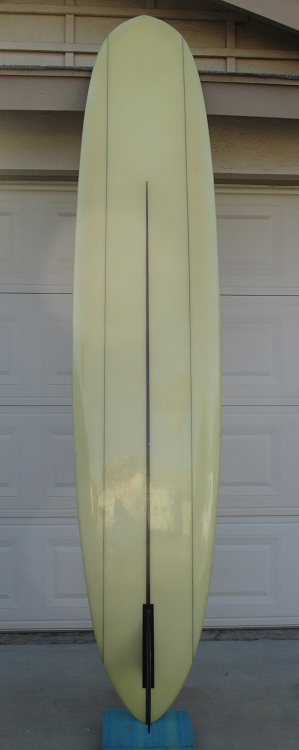 Bottom of 1968 Hansen Superlight Pintail Vintage Surfboard