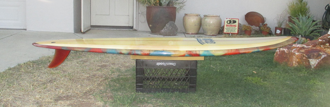 Sideview of 1970 Wind an Sea Surfboards, Vintage Surfboard